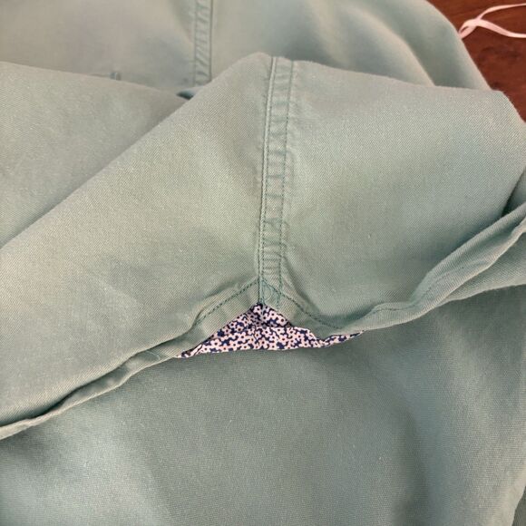 Tommy Bahama Men's Large Aqua Blue Cotton Silk Blend Button Up Shirt - Picture 9 of 10
